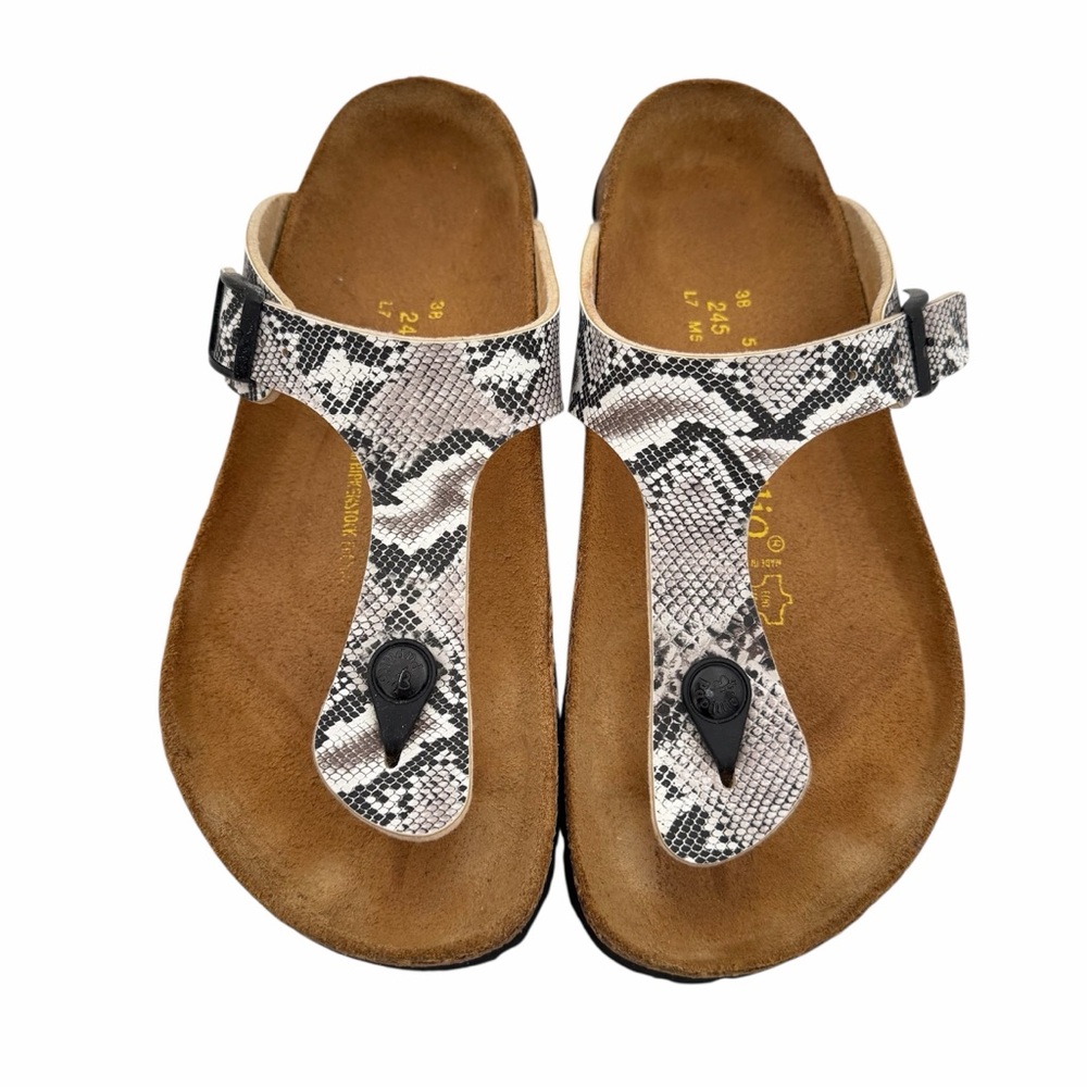 Birkenstock Papillio Gizeh Black Snakeskin Sandal Size 38 - Picture 2 of 10